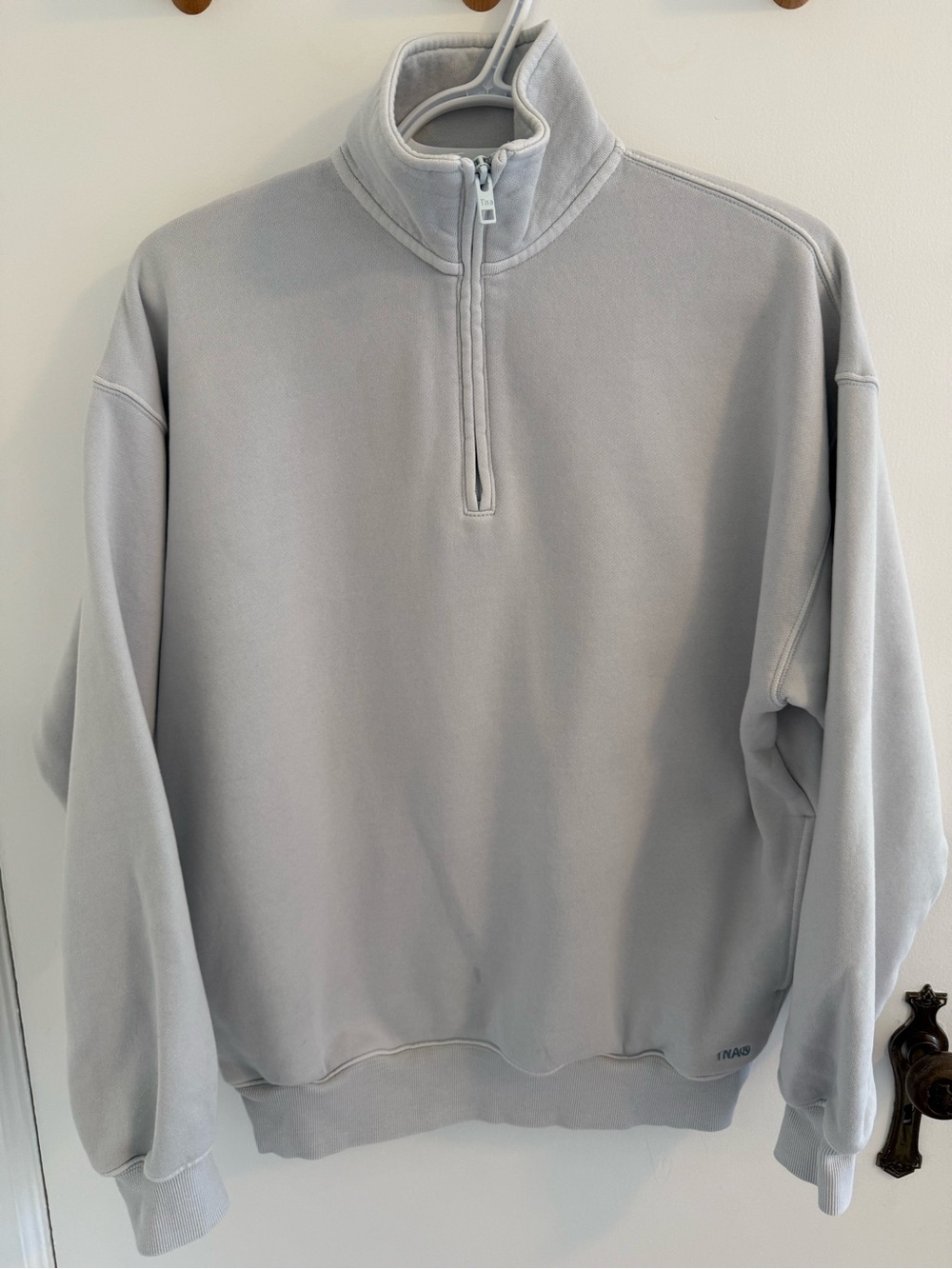 TNA Quarter-Zip Mock Neck Sweatshirt - Light Gray
